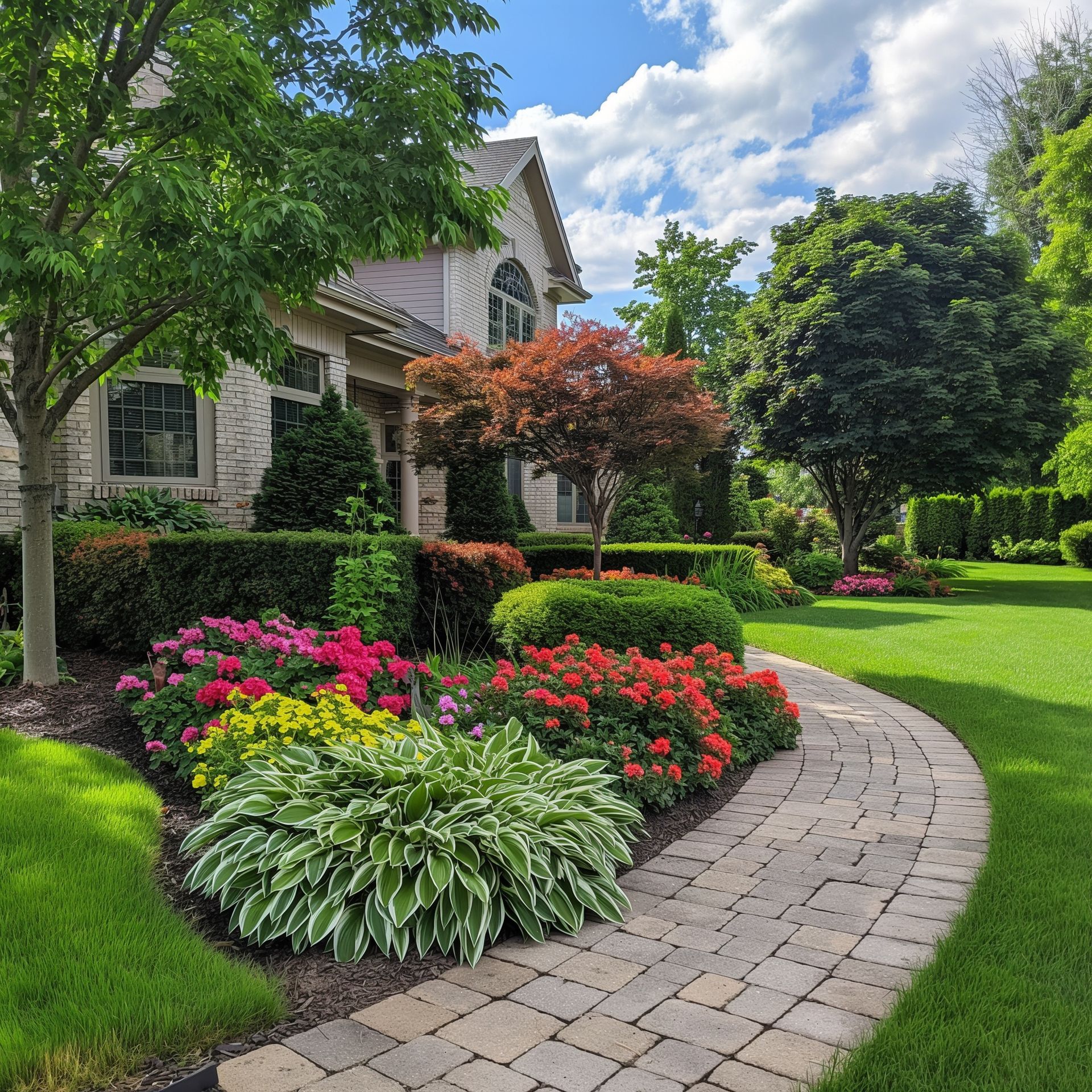 Colorful landscaped front yard